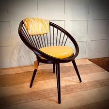 Black Beech Circle Chair By Yngve Ekstrom For Swedese Sweden 1960's