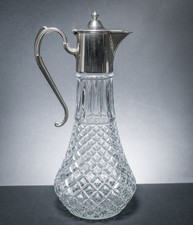Antique Style Crystal Carafe Pitcher Decanter Vintage Silver Plate