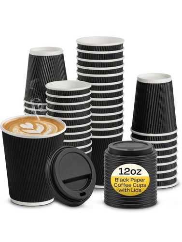Black ripple paper - paper, cups