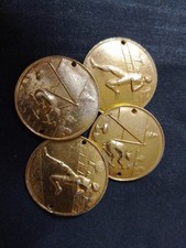 Scouts Achievement Awards Sew On Gilt Metal Badges. 2 Athletic 2 Camping.