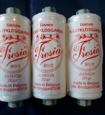 3 x 20 Gram Spools Fresia Junior 80/2 White Linen Thread Lace Making