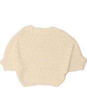 VINTAGE Womens Crop Batwing Boat Neck Jumper Sweater UK 10 Small White DA64