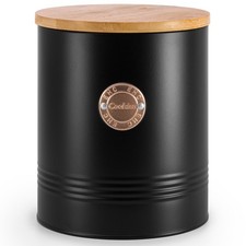 Tea Sugar Coffee Utensil Biscuit Bread Bin Storage Tins Canisters Jars Set, Blk