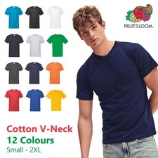 Fruit of the Loom V-Neck T-Shirt 100% Cotton Soft Fit S–2XL 12 Colours