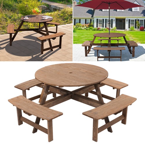 Seater wooden round picnic - seater,
