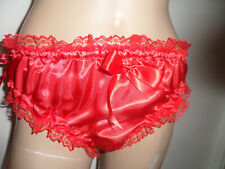 ADULT BABY SISSY BRIGHT RED SATIN LACE TRIM bikini PANTIES   BOWS M/L