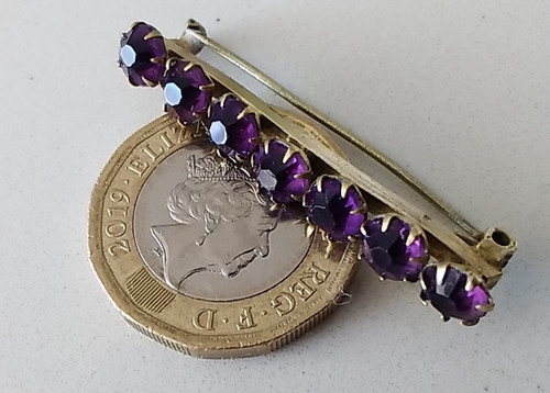 Antique amethyst bar brooch - amethyst,