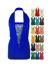Womens Sparkly Sequin Ruched