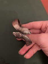 Vintage Silver Tone Snake Bangle Jewellery Bracelet Hinged