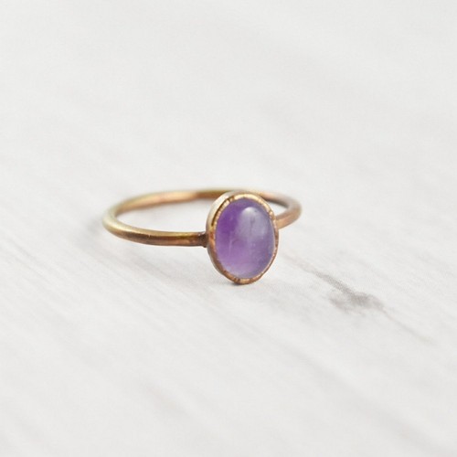 Size natural amethyst - amethyst, ring