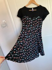 H! By Henry Holland Black Multicoloured Floral Short Sleeve Mini Dress UK 10