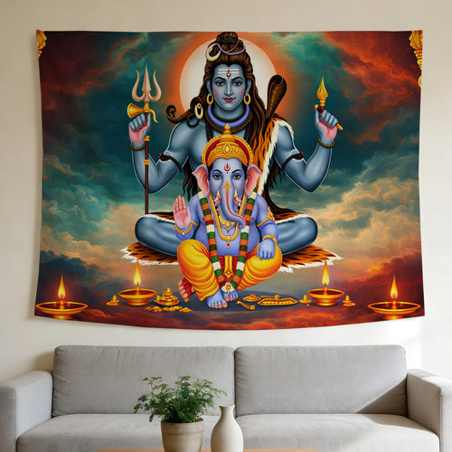 Ganesha shiva tapestry - &,