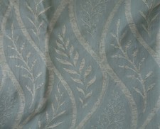 3+ Yards X 54" Vintage 90s Montgomery Fabric Material Ice Blue Leaves and Sprays