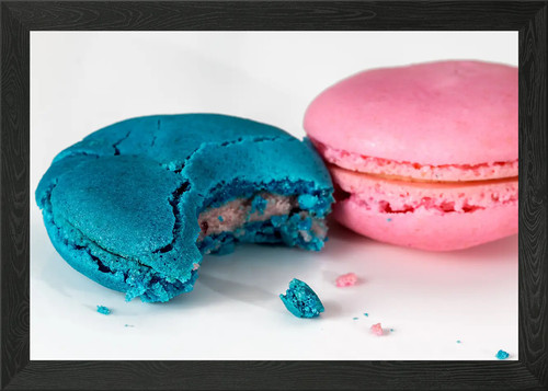 Blue pink macaroons framed - blue,
