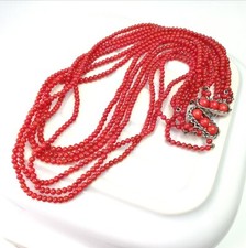 Red Glass Boho Necklace Fancy Clasp Lagenlook Jewellery Multi Strand Jewelry 