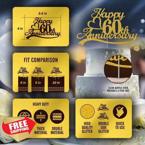 Gold glitter 60th - glitter,