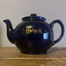 Vintage Harrods Teapot England James Sadler & Sons Blue Gold Ceramic A 1