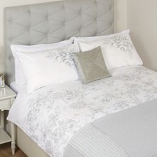 LAURA ASHLEY COLETTE FLORAL EMBROIDERED KING SIZE QUILT COVER PILLOW CASES £134