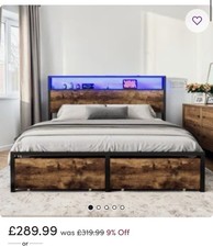 King wood and metal Bed Frame