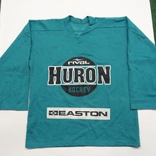 Easton Shirt Men's 2XL Green Mesh Pullover Rival Huron Hockey Long Sleeve V-Neck