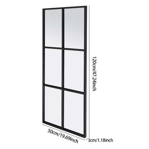 Window style arch mirror - style, black
