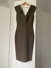 roland mouret olive green body con pencil dress UK 16, wedding, party, cocktail 
