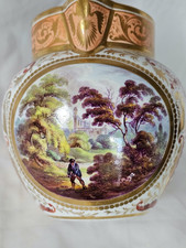 EARLY ROYAL CROWN DERBY JUG, HIGH REGENCY PAINTED STAFFORDSHIRE LANDSCAPE  (A)