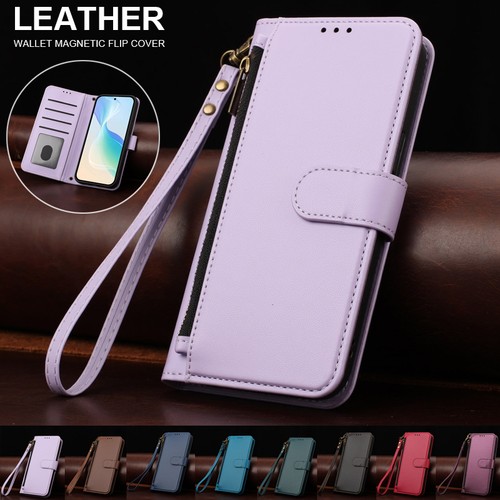 Leather flip zipper wallet - flip,