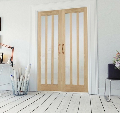 Rebated oak door pair internal