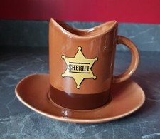 Sheriff Wild West Cup /Mug and Saucer Hat approx. 4" High Paladone - some flaws