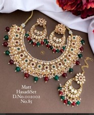 Indian Gold Plated Bollywood Style Kundan Choker Necklace Emerald Jewelry Set