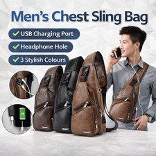 Men Chest Bag USB Sling