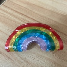 Beautiful Shimmery Multicoloured Rainbow Design Bull Dog Hair Clip Gift