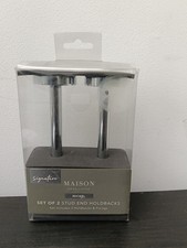 Signature MAISON Nickel Curtain Holdbacks – Set of 2 Stud End – New (Box Slightl