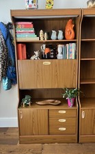 Vintage Mid Century Seventies Schreiber Drinks Cabinet Wall Unit Cupboard Teak