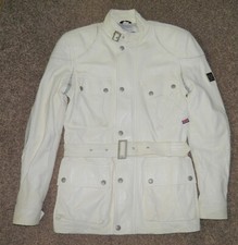 Unisex Ivory/White Motorcycle Belstaff Classic Tourist Trophy Leather Jacket 36"