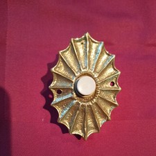 Brass Bell Push Unusual Oval Scalloped edge 8 x 5.5cm Solid Vintage Repro