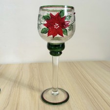 Yankee Candle Poinsettia Crackle Glass Votive Holder Stemmed 22cm Christmas