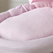 Moses Basket Bedding Set With Padded Liner -Pink Waffle (Basket Not Included!)