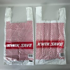 Vintage Kwik Save Supermarket Plastic Carrier Bags x 2 Retro UK Display Item