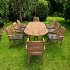 *UPDATED STYLE* Brand New Teak Garden Table And 8 Chairs Outdoor patio furniture