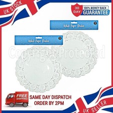 80 LARGE PAPER DOILIES WHITE ROUND DOYLEY LACE DOILY BIRTHDAY CAKE PARTY WEDDING