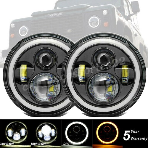 Pair round led headlights - 7",