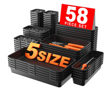 58 PCS (5 Size) Tool Box Organiser Tray Divider Set Desk Drawer Garage Storage