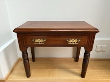 Antique Georgian Victorian Small Console Table With Drawer Feature Brass Handles
