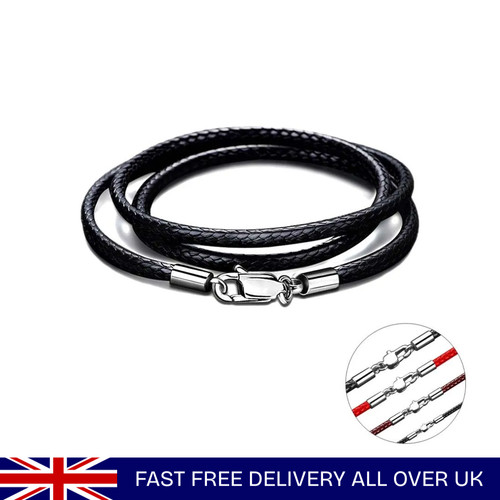 Braided leather necklace - pu,