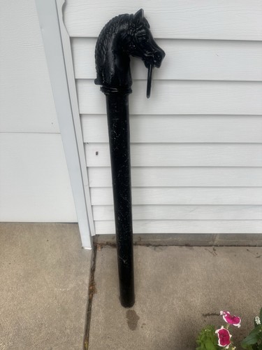 Antique black horse hitching - black,