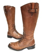 Ladies CLARKS Brown Leather Victorian lace style knee boots Size UK 4 D Fab Cond