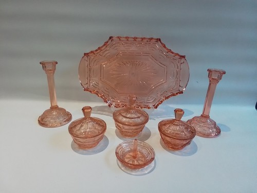 Art deco pink glass - deco, vanity