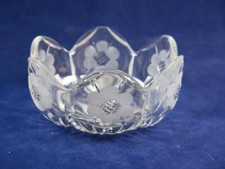 CUT CRYSTAL Bowl Etched Floral